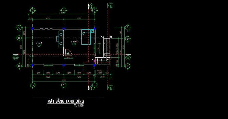 Bản vẽ AutoCAD nhà cấp 4 có gác lửng thứ 1